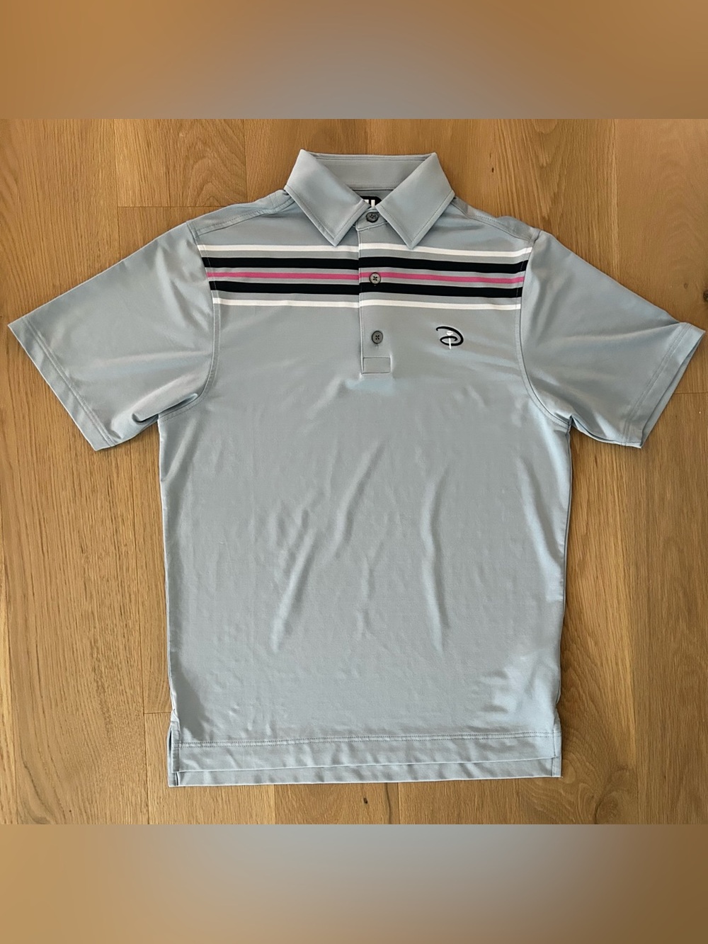Footjoy Disney Golf Embroidered Dri Fit Striped Polo Shirt - Size Small